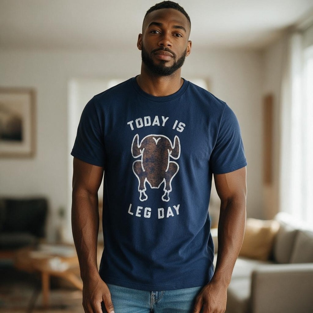 Tipsy Elves Today Is Leg Day Shirt Mens L NWT Turkey Thanksgiving Funny Gym Tee